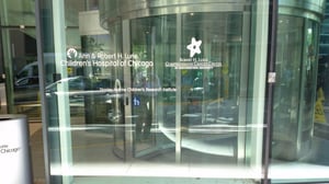 VINYL CUT LETTERING ON REVOLVING HOSPITAL DOORS