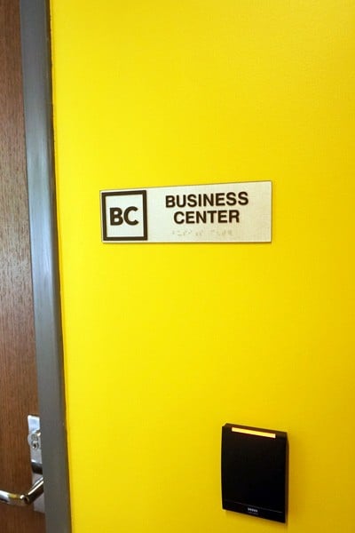 Braille Sign Outside Business Center