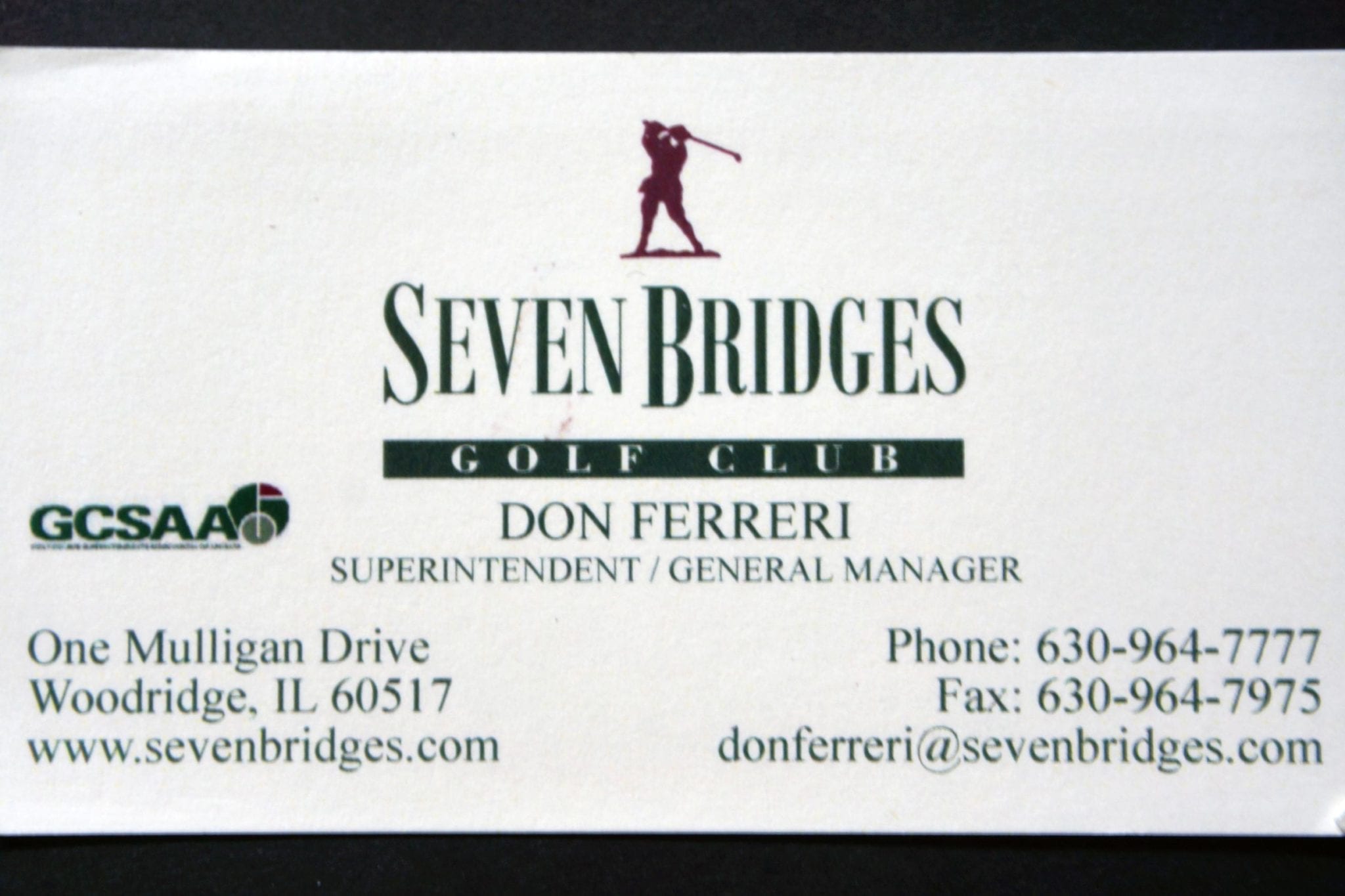 Business Card Seven Bridges Gold Club