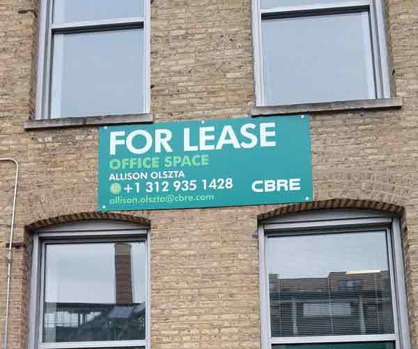 CBRE Office Space for Lease Sign on Building