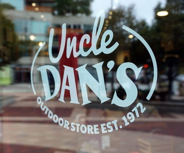 Uncle Dans Vinyl Cut Logo on Doorn